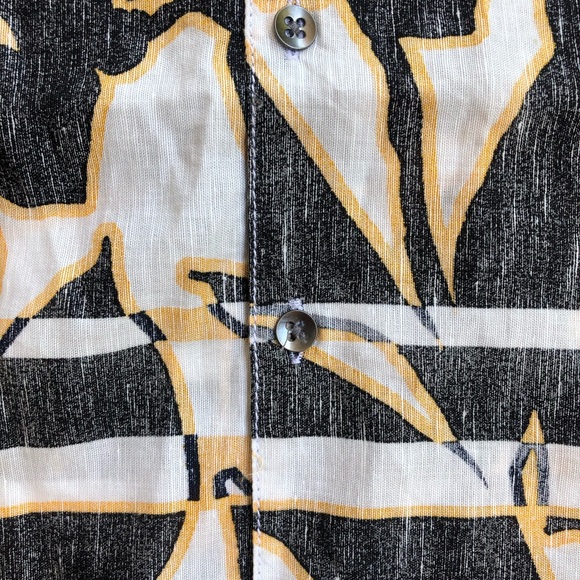 INC Men’s Fragmented Linen Print Short Sleeve Shirt, Sparkling Sun, M - Picture 4 of 6